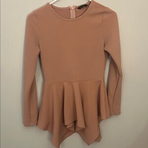 SHEIN Pink Long Sleeve Peplum Top